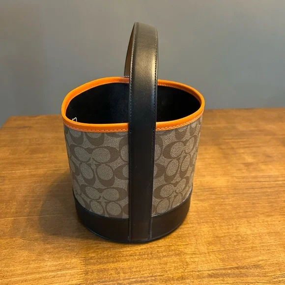 Coach Halloween Treat Bucket Bag Orange Black Canvas NWOT - Picture 6 of 9